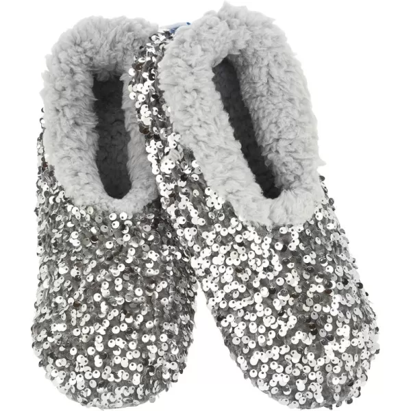 Snoozies Womens Slipper Socks - Cozy Slippers for Women - Fuzzy House Slippers for Indoor Use – Non Slip Socks – Womens Sequin Glam