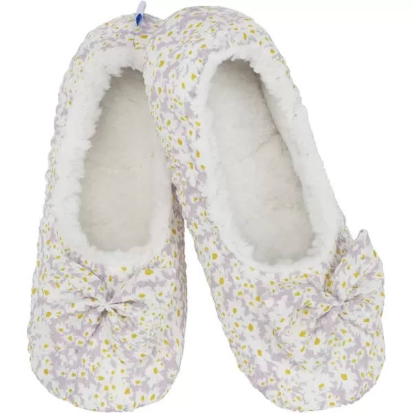 Snoozies Womens Slipper Socks - It's Coming Up Daisies Ballerina Slippers - Cozy, Fuzzy Slippers for Women