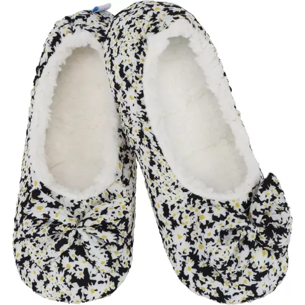 Snoozies Womens Slipper Socks - It's Coming Up Daisies Ballerina Slippers - Cozy, Fuzzy Slippers for Women