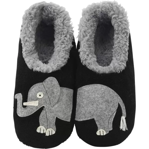 Snoozies Pairable Slipper Socks - Funny House Slippers for Women, Non-Slip Fuzzy Slipper Socks - Elephants