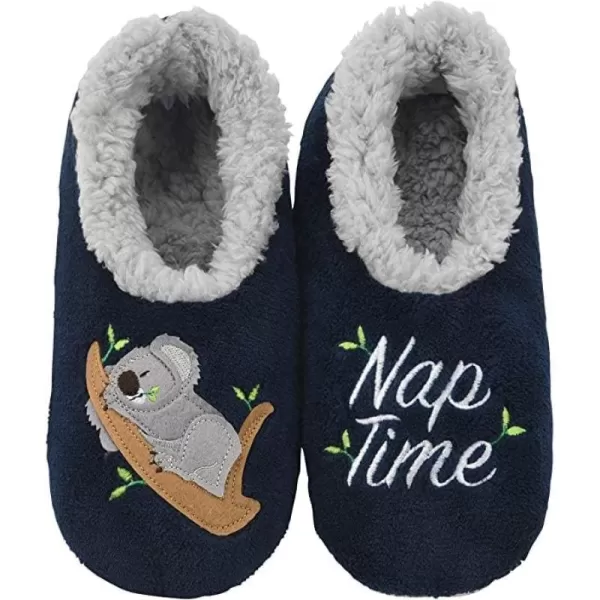 Snoozies Pairable Slipper Socks - Funny House Slippers for Women, Non-Slip Fuzzy Slipper Socks - Koala Naptime