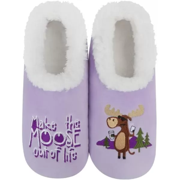 Snoozies Pairable Slipper Socks - Funny House Slippers for Women, Non-Slip Fuzzy Slipper Socks - Make The Moose Out Of Life
