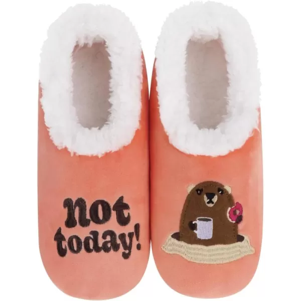 Snoozies Pairable Slipper Socks - Funny House Slippers for Women, Non-Slip Fuzzy Slipper Socks - Not Today