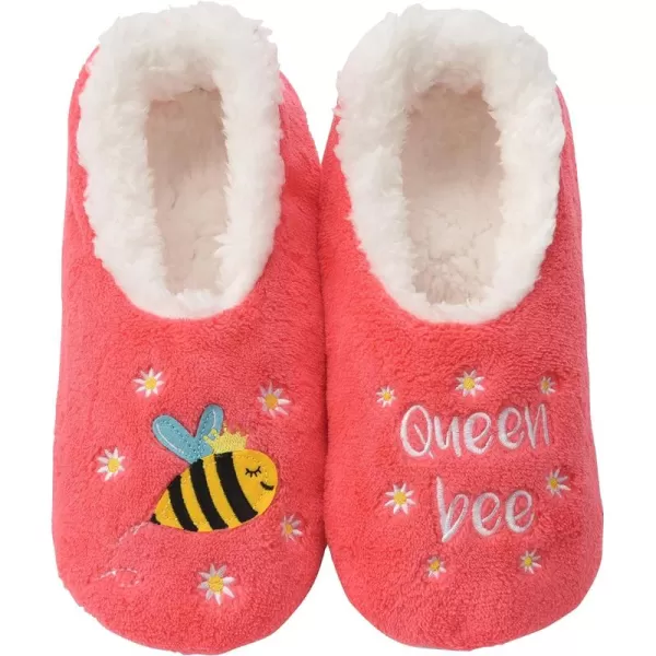 Snoozies Pairable Slipper Socks - Funny House Slippers for Women, Non-Slip Fuzzy Slipper Socks - Queen Bee