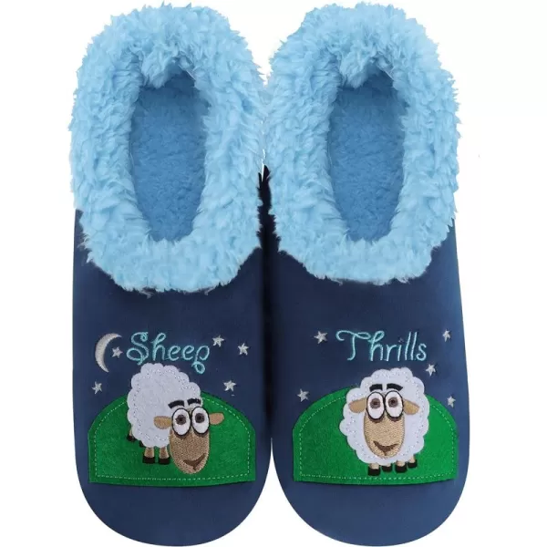 Snoozies Pairable Slipper Socks - Funny House Slippers for Women, Non-Slip Fuzzy Slipper Socks - Sheep Thrills
