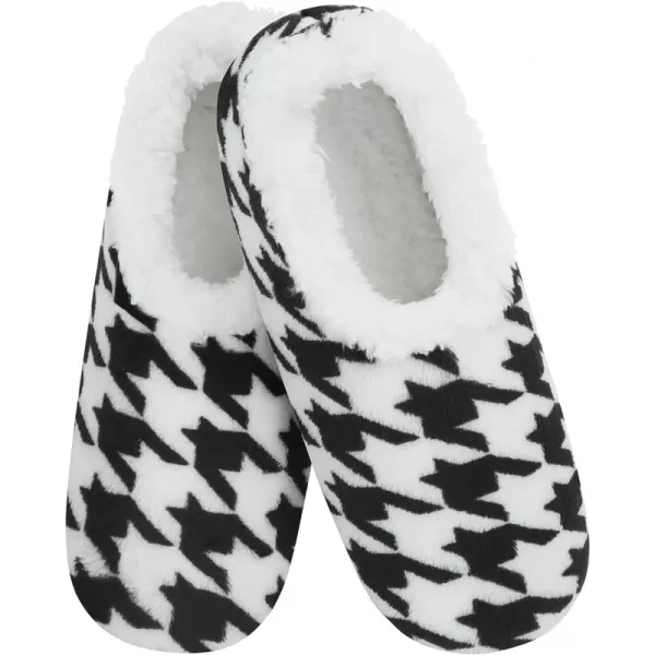 Snoozies Women's Slipper Socks - Womens Black Stripe Positive Negative