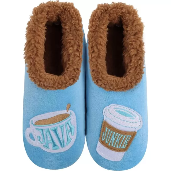 Snoozies Pairable Slipper Socks - Funny House Slippers for Women, Non-Slip Fuzzy Slipper Socks - Java Junkie