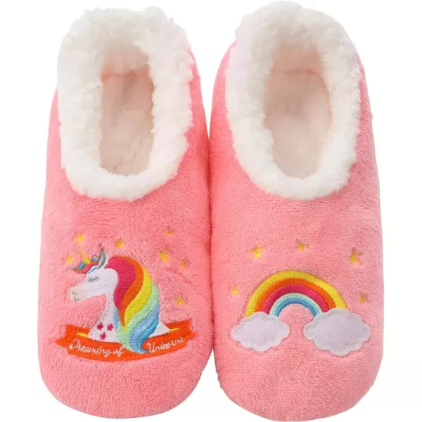 Snoozies Pairable Slipper Socks - Funny House Slippers for Women, Non-Slip Fuzzy Slipper Socks - Unicorn