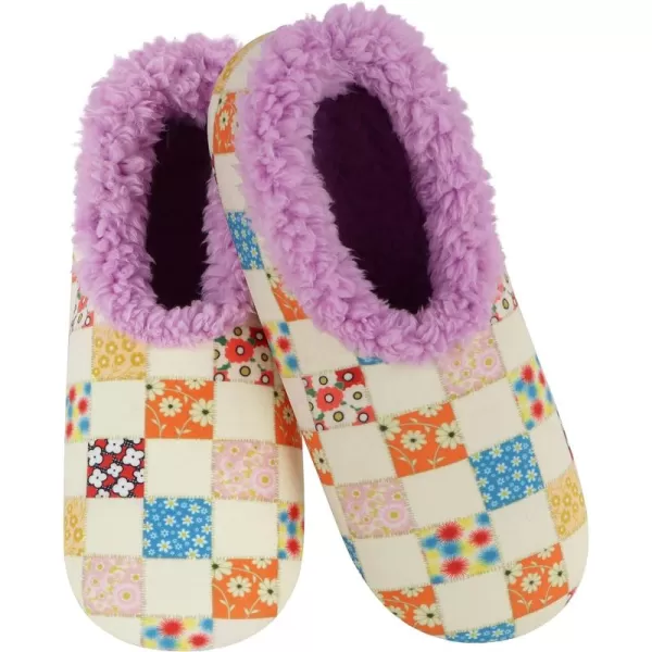 Snoozies Womens Slipper Socks - Patchwork Womens Slippers - Cozy, Fuzzy Slippers for Women - Fuzzy Indoor House Slippers