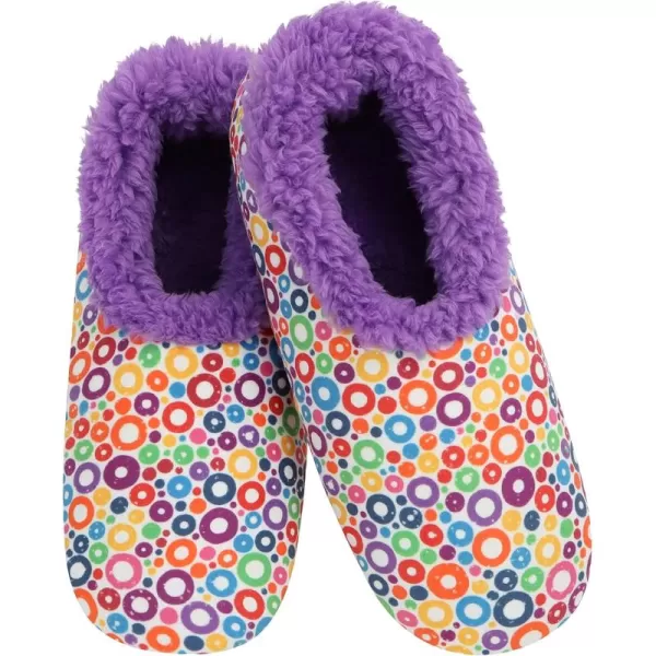 Snoozies Womens Slippers - Womens House Slipper Socks - Color Celebration - Stripes and Dots