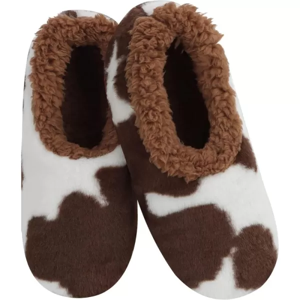 Snoozies Womens Slippers - Cow Print - House Slippers for Women
