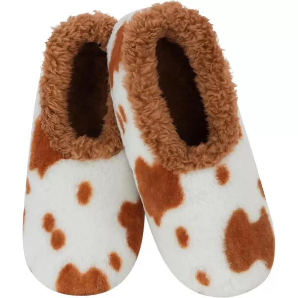 Snoozies Womens Slippers - Cow Print - House Slippers for Women
