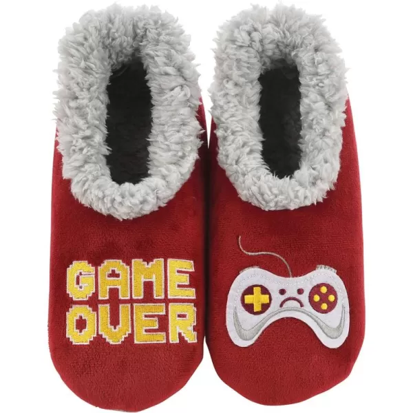 Snoozies Pairable Slipper Socks - Funny House Slippers for Women, Non-Slip Fuzzy Slipper Socks - Game Over