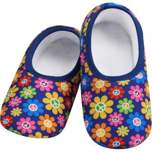 imageSnoozies Skinnies Foot Coverings for Women  NonSlip Foot Coverng with Lightweight and Soft Sherpa Lining  Foldable TravelDaisy Dark