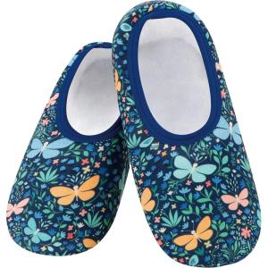 imageSnoozies Skinnies Foot Coverings for Women  NonSlip Foot Coverng with Lightweight and Soft Sherpa Lining  Foldable TravelPolka Dot Butterfly