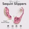 imageSnoozies Ballerina Bling Metallic Shine Women Slippers  Sequin Socks with GrippersPink