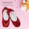 imageSnoozies Ballerina Bling Metallic Shine Women Slippers  Sequin Socks with GrippersRed
