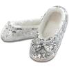 imageSnoozies Ballerina Bling Metallic Shine Women Slippers  Sequin Socks with GrippersSilver