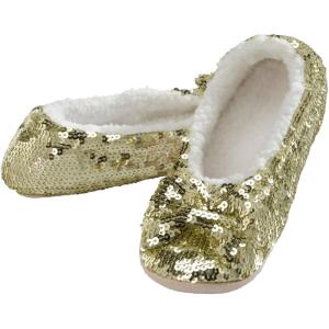 imageSnoozies Ballerina Bling Metallic Shine Women Slippers  Sequin Socks with GrippersGolden