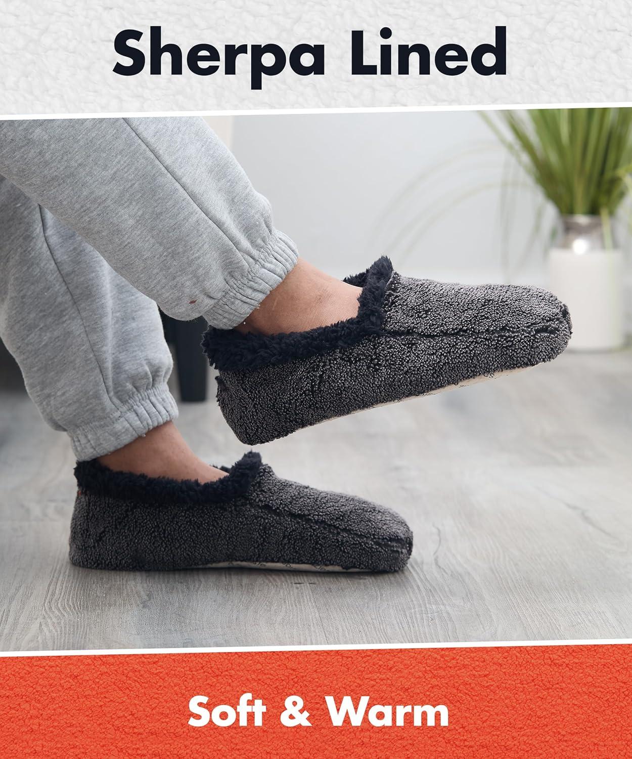 imageSnoozies Mens Two Tone Fleece Lined Slippers  Comfortable Slippers for Men  Two TonesBlack