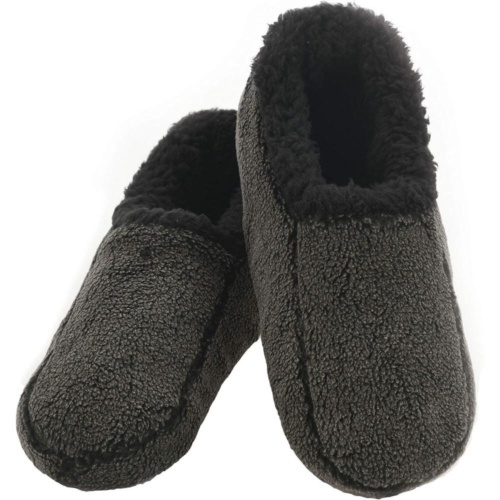 imageSnoozies Mens Two Tone Fleece Lined Slippers  Comfortable Slippers for Men  Two TonesBlack