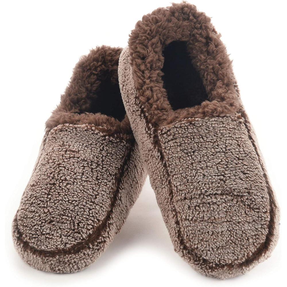 imageSnoozies Mens Two Tone Fleece Lined Slippers  Comfortable Slippers for Men  Two TonesBrown