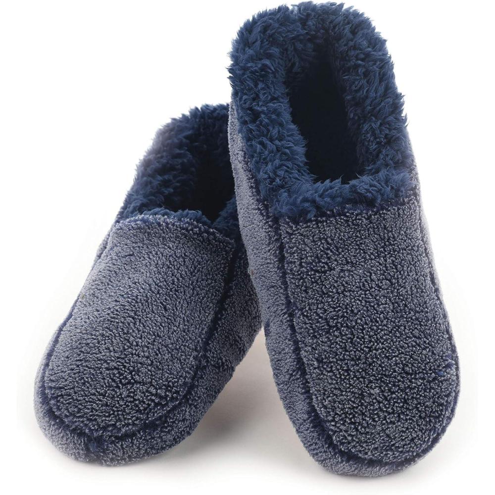 imageSnoozies Mens Two Tone Fleece Lined Slippers  Comfortable Slippers for Men  Two TonesNavy