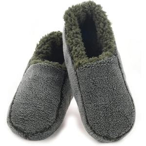 imageSnoozies Mens Two Tone Fleece Lined Slippers  Comfortable Slippers for Men  Two TonesGreen
