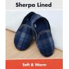 imageSnoozies Alpine Plaid House Slippers for Men NonSkid Soft Sole Slippers for Men with Warm Sherpa Fleece LiningBlue