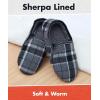 imageSnoozies Alpine Plaid House Slippers for Men NonSkid Soft Sole Slippers for Men with Warm Sherpa Fleece LiningGrey
