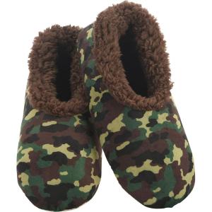imageSnoozies Mens Slippers Indoor Plaid Cord or Camo Sherpa FleeceLined Slippers Socks NonSkid Mens House Shoes Male GiftsCamogreen