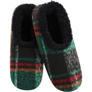 imageSnoozies Mens Slippers Indoor Plaid Cord or Camo Sherpa FleeceLined Slippers Socks NonSkid Mens House Shoes Male GiftsGreen 1