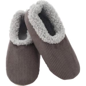 imageSnoozies Mens Slippers Indoor Plaid Cord or Camo Sherpa FleeceLined Slippers Socks NonSkid Mens House Shoes Male GiftsMcdsgrey