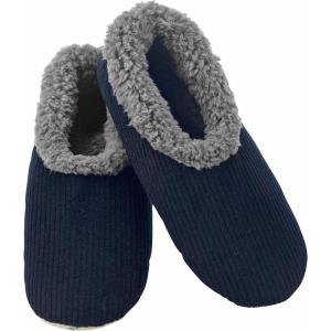 imageSnoozies Mens Slippers Indoor Plaid Cord or Camo Sherpa FleeceLined Slippers Socks NonSkid Mens House Shoes Male GiftsMcdsnavy