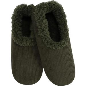 imageSnoozies Mens Slippers Indoor Plaid Cord or Camo Sherpa FleeceLined Slippers Socks NonSkid Mens House Shoes Male GiftsMcdsolive