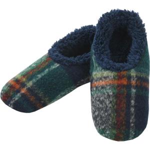 imageSnoozies Mens Slippers Indoor Plaid Cord or Camo Sherpa FleeceLined Slippers Socks NonSkid Mens House Shoes Male GiftsNavy