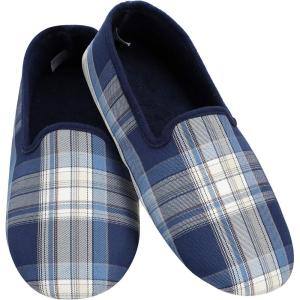 imageSnoozies mens lightweight plaids NonSkid Soft Sole Slippers for Men House SlippersIndigo