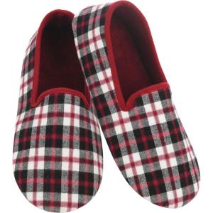 imageSnoozies mens lightweight plaids NonSkid Soft Sole Slippers for Men House SlippersRed