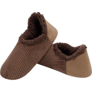 imageSnoozies Corduroy Slippers for Men NonSkid Comfy SherpaLined Men Slippers House Shoes Gifts for HimChocolate