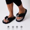 imageSnoozies Fuzzy Flip Flop Pedicure Slippers for Women Indoor Washable Fluffy Thong Slippers Comfortable Open Toe House Slippers NonSkid Sole Spa GiftsBlack