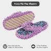 imageSnoozies Fuzzy Flip Flop Pedicure Slippers for Women Indoor Washable Fluffy Thong Slippers Comfortable Open Toe House Slippers NonSkid Sole Spa GiftsPurple