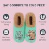 imageSnoozies Pairable Slipper Socks  NonSlip Fuzzy Cat Slippers for WomenCats  Coffee