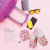 imageSnoozies Skinnies Womens Slipper Socks  NonSlip Slippers with a Lightweight Sherpa Lining  Travel Slippers with Storage PouchPwork