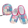 imageSnoozies Skinnies Womens Slipper Socks  NonSlip Slippers with a Lightweight Sherpa Lining  Travel Slippers with Storage PouchPwork