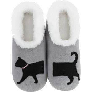imageSnoozies Pairable Slipper Socks  NonSlip Fuzzy Cat Slippers for WomenBlack Cat