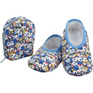 imageSnoozies Skinnies Womens Slipper Socks  NonSlip Slippers with a Lightweight Sherpa Lining  Travel Slippers with Storage PouchBotanicalwfb