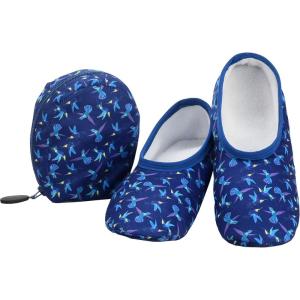 imageSnoozies Skinnies Womens Slipper Socks  NonSlip Slippers with a Lightweight Sherpa Lining  Travel Slippers with Storage PouchHbirds