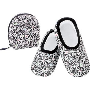 imageSnoozies Skinnies Womens Slipper Socks  NonSlip Slippers with a Lightweight Sherpa Lining  Travel Slippers with Storage PouchModfl