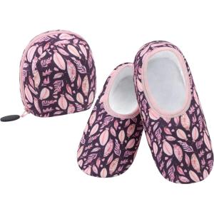 imageSnoozies Skinnies Womens Slipper Socks  NonSlip Slippers with a Lightweight Sherpa Lining  Travel Slippers with Storage PouchPnklvs