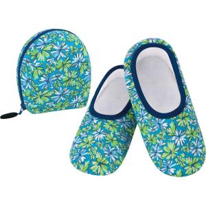 imageSnoozies Skinnies Womens Slipper Socks  NonSlip Slippers with a Lightweight Sherpa Lining  Travel Slippers with Storage PouchSkdaisy